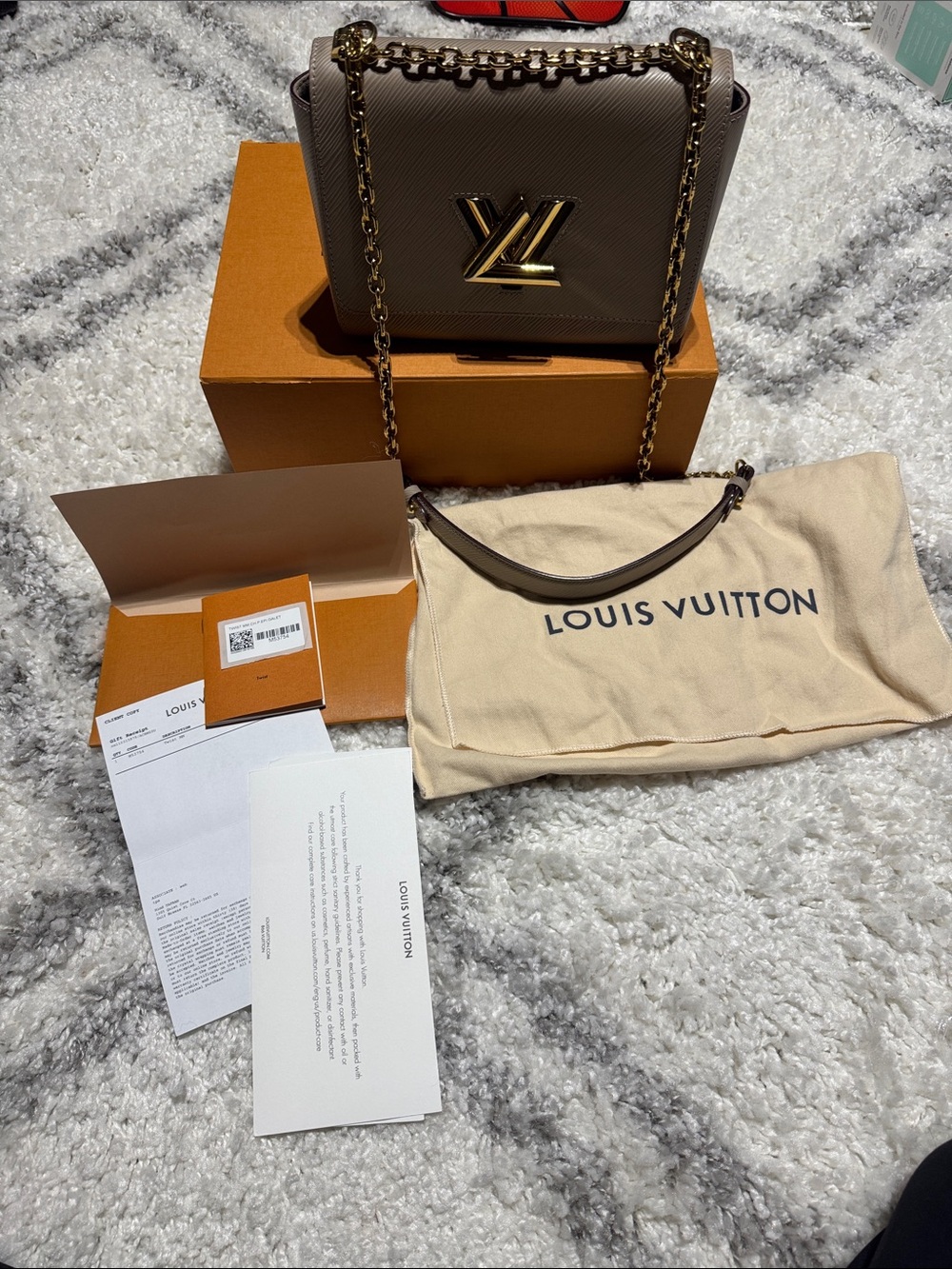 Louis Vuitton mm twist Taupe Chain Shoulder Bag with Gold Hardware Msrp $4700